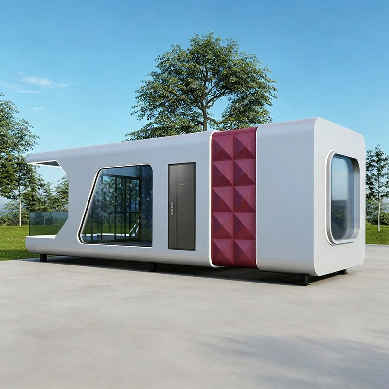 Mobile Red Prefab Capsule Cabin factory